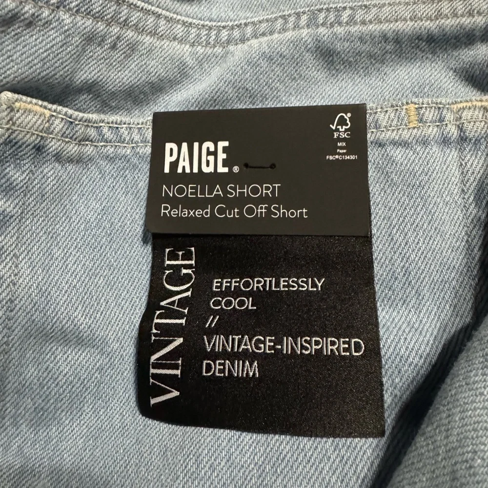 Paige Noella Vintage High Rise Relaxed Cut Off Shorts in As If Blue Size 32 New